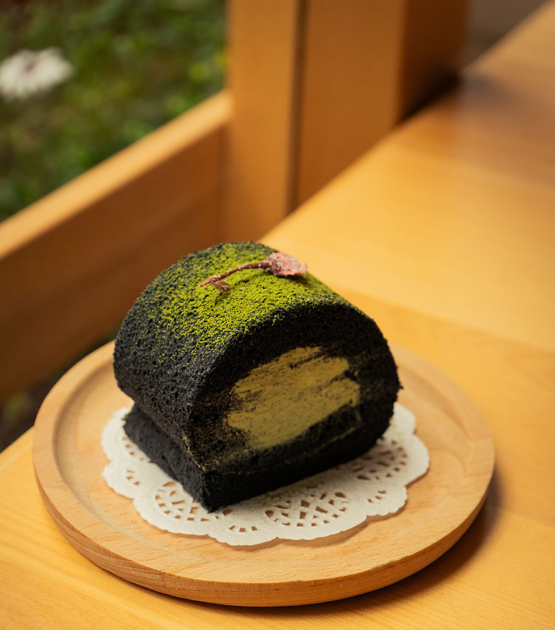 Charcoal Matcha Roll Cake